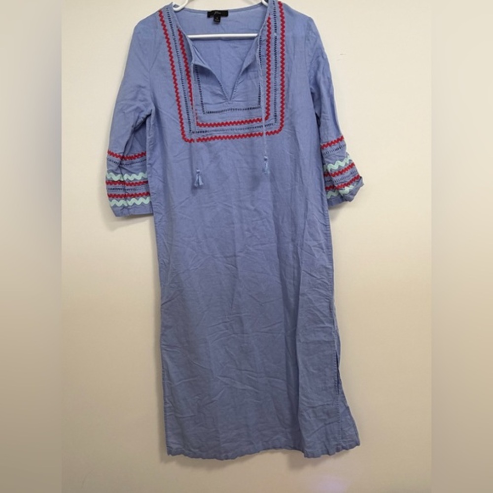 J. Crew Light Blue Embroidered Long swim coverup Dress like new